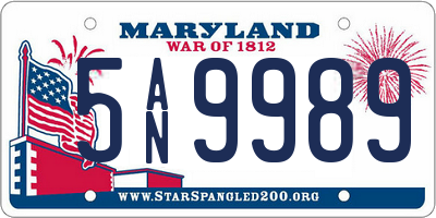 MD license plate 5AN9989