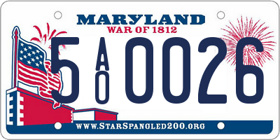 MD license plate 5AO0026