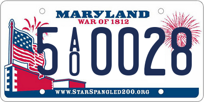 MD license plate 5AO0028