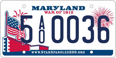 MD license plate 5AO0036