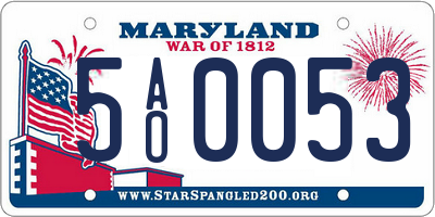 MD license plate 5AO0053