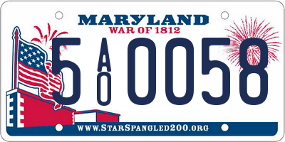 MD license plate 5AO0058