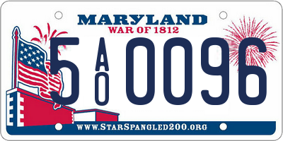 MD license plate 5AO0096