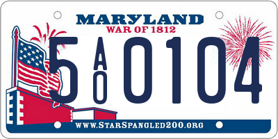 MD license plate 5AO0104
