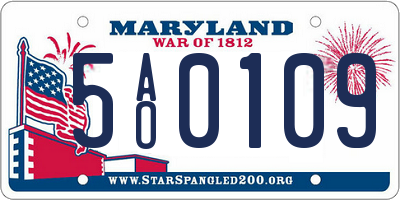 MD license plate 5AO0109