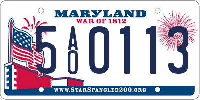 MD license plate 5AO0113