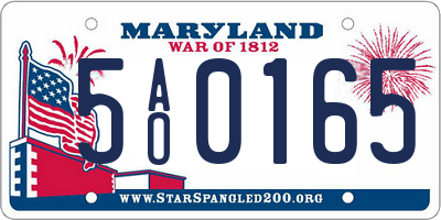MD license plate 5AO0165