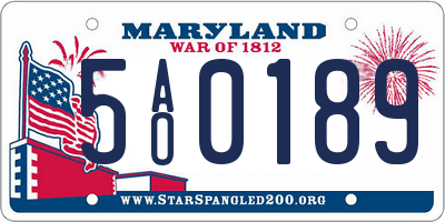 MD license plate 5AO0189