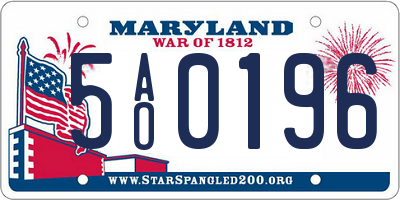 MD license plate 5AO0196