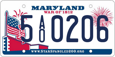 MD license plate 5AO0206