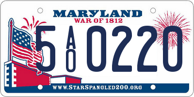 MD license plate 5AO0220