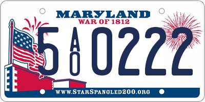 MD license plate 5AO0222