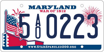MD license plate 5AO0223