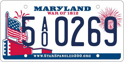 MD license plate 5AO0269
