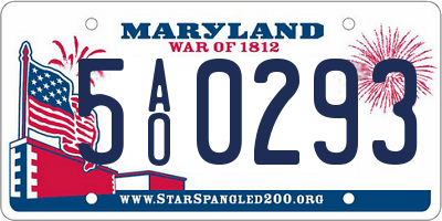 MD license plate 5AO0293