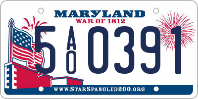 MD license plate 5AO0391