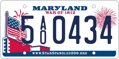 MD license plate 5AO0434