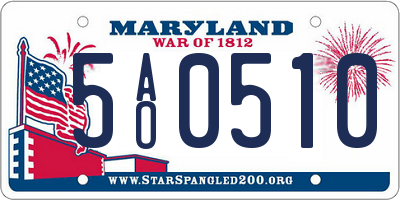 MD license plate 5AO0510