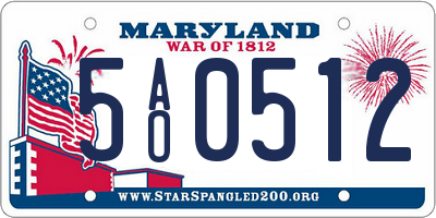 MD license plate 5AO0512