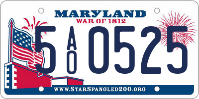MD license plate 5AO0525
