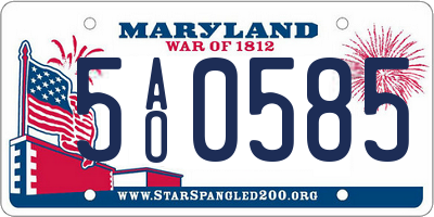 MD license plate 5AO0585