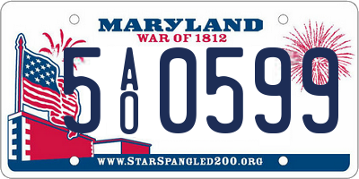 MD license plate 5AO0599