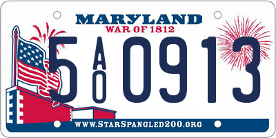 MD license plate 5AO0913