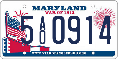 MD license plate 5AO0914