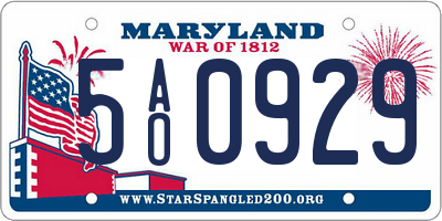 MD license plate 5AO0929