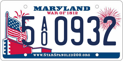 MD license plate 5AO0932