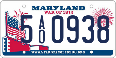 MD license plate 5AO0938