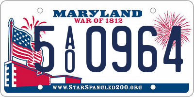 MD license plate 5AO0964