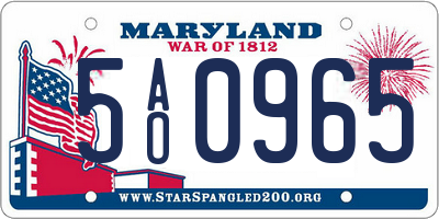 MD license plate 5AO0965