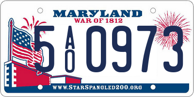 MD license plate 5AO0973