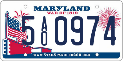 MD license plate 5AO0974