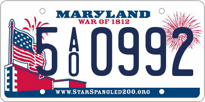 MD license plate 5AO0992