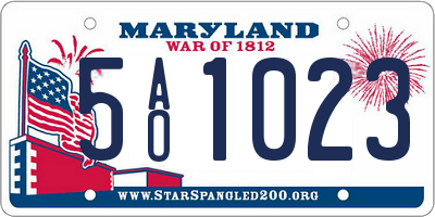 MD license plate 5AO1023