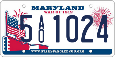 MD license plate 5AO1024