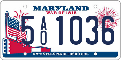 MD license plate 5AO1036