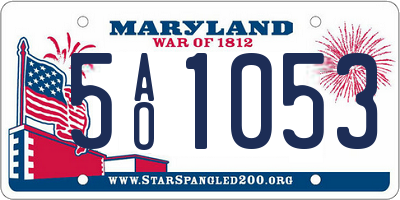 MD license plate 5AO1053