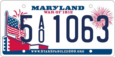 MD license plate 5AO1063