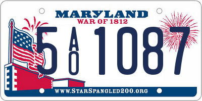 MD license plate 5AO1087