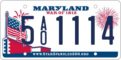 MD license plate 5AO1114