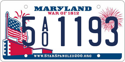 MD license plate 5AO1193