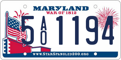 MD license plate 5AO1194