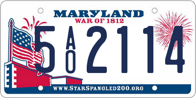 MD license plate 5AO2114
