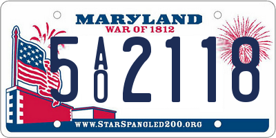 MD license plate 5AO2118