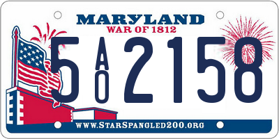 MD license plate 5AO2158
