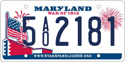 MD license plate 5AO2181