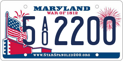 MD license plate 5AO2200